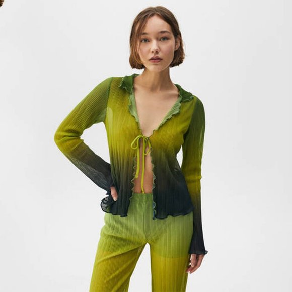 Pull&Bear Ombré Pleated Blouse & Pants - Co-Ord Set - Picture 3 of 5